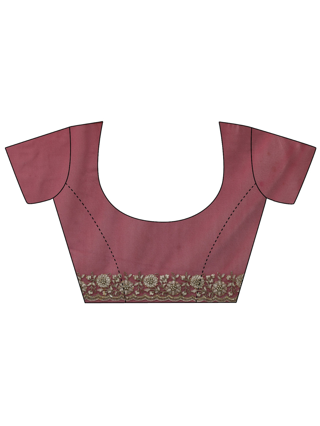  Magenta Pink Floral Embroidered Net Saree 
