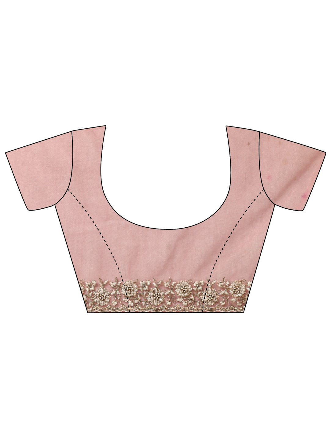  Peach Floral Embroidered Net Saree 