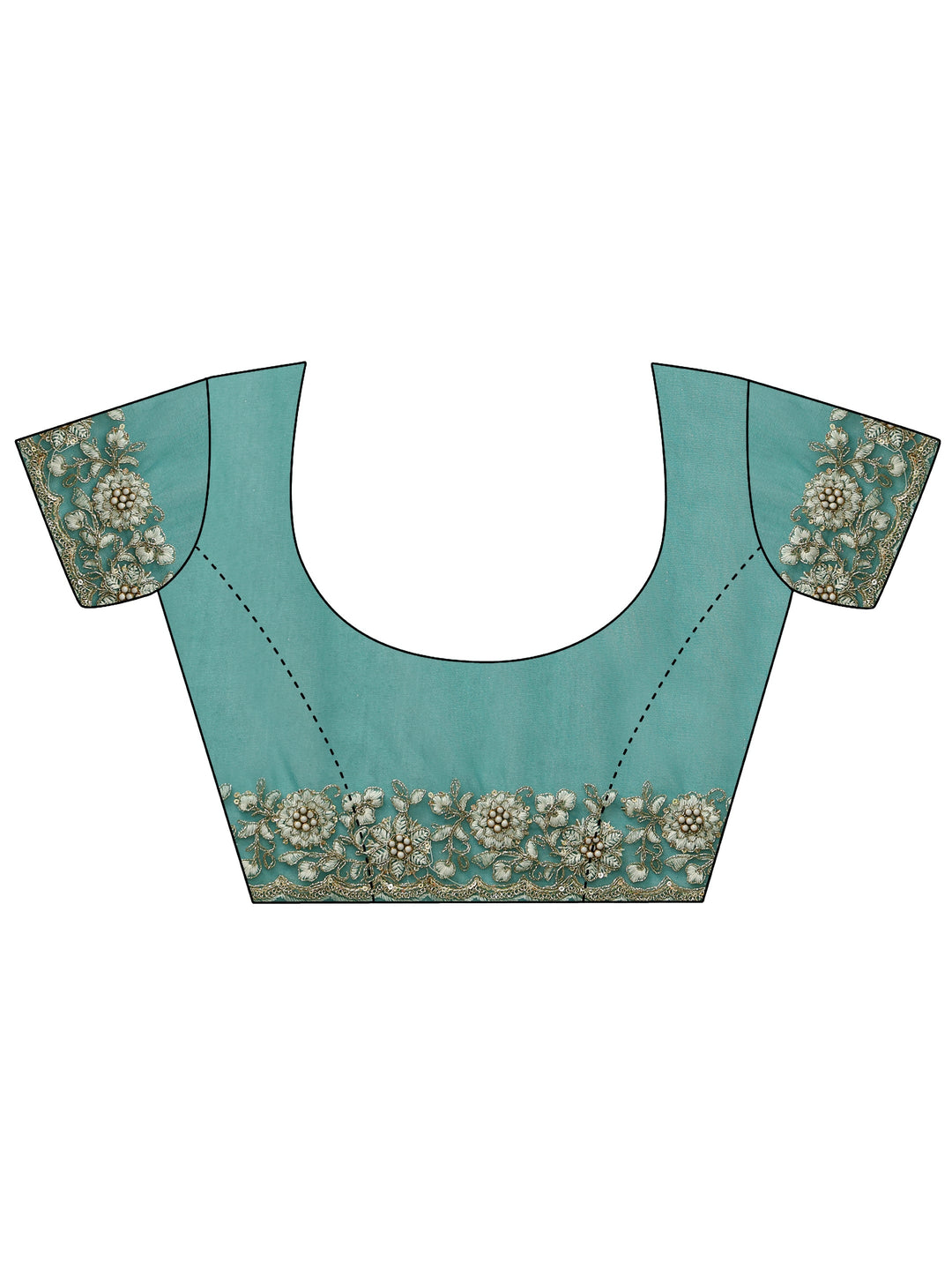  Bottle Green Floral Embroidered Net Saree 