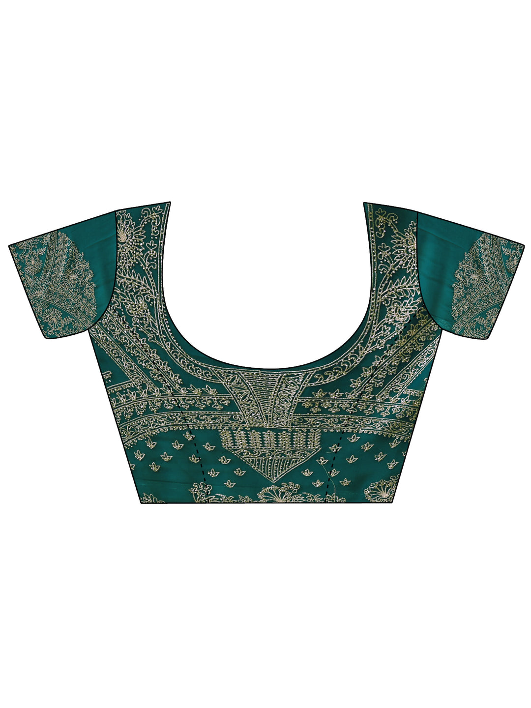  Teal Green Georgette Saree with Embroidered Border 