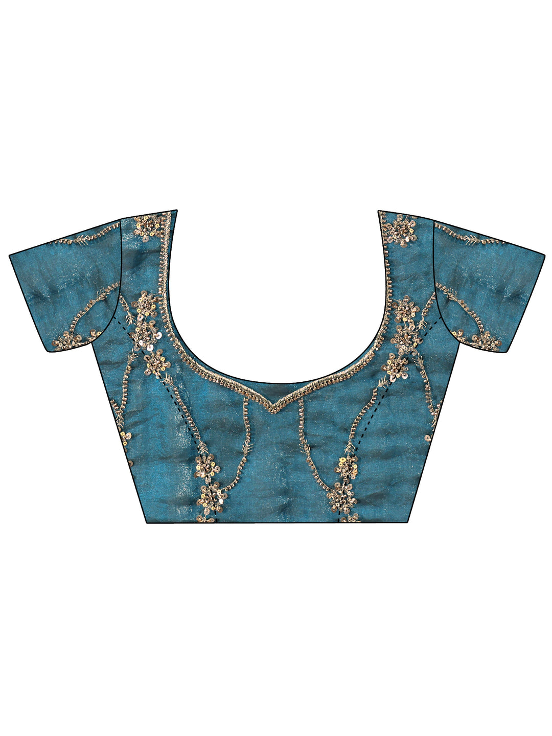  Libas Art Teal Blue Embellished Tissue Saree 