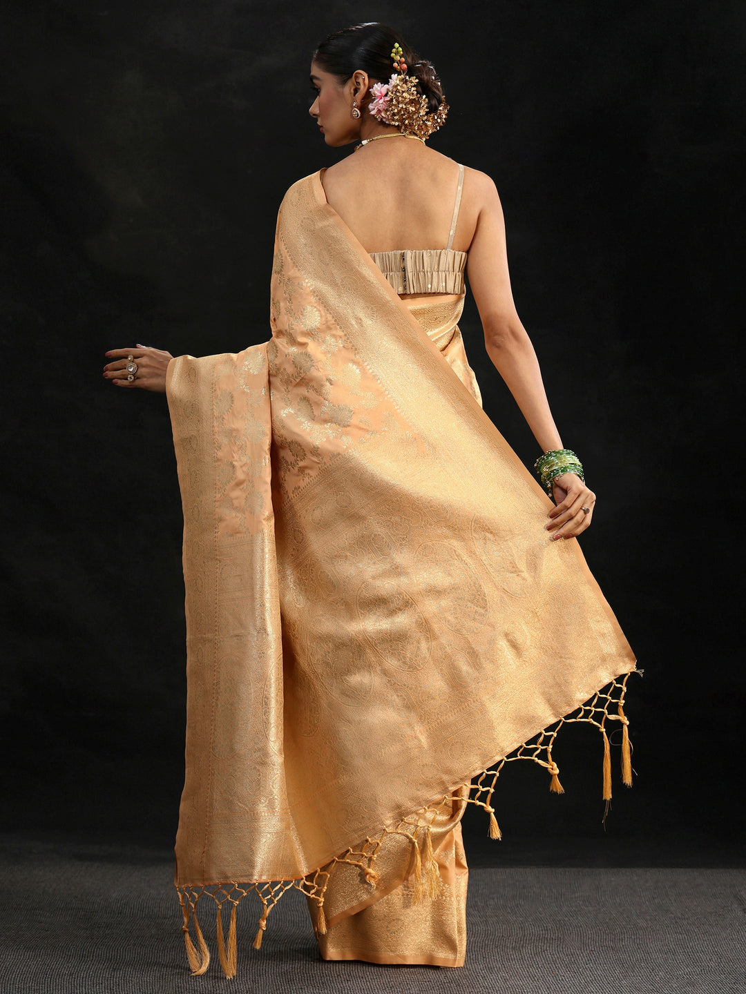  Libas Gold Banarasi Silk Blend Saree 