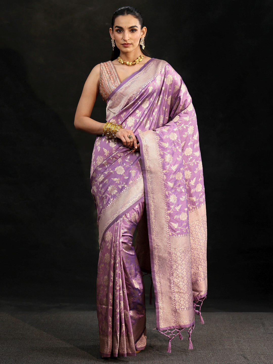  Libas Lavender Banarasi Silk Blend Saree 