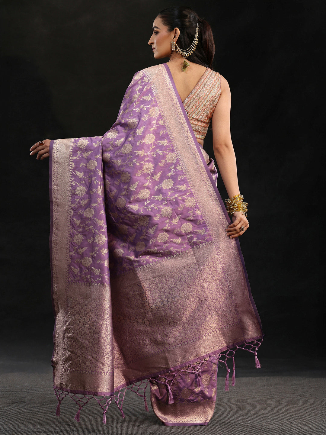  Libas Lavender Banarasi Silk Blend Saree 