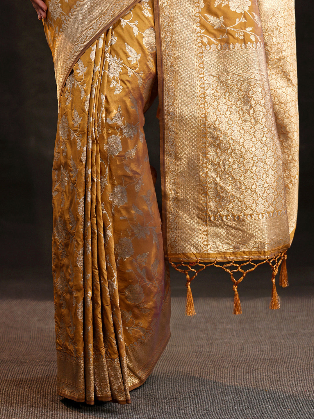  Libas Mustard Banarasi Silk Blend Saree 