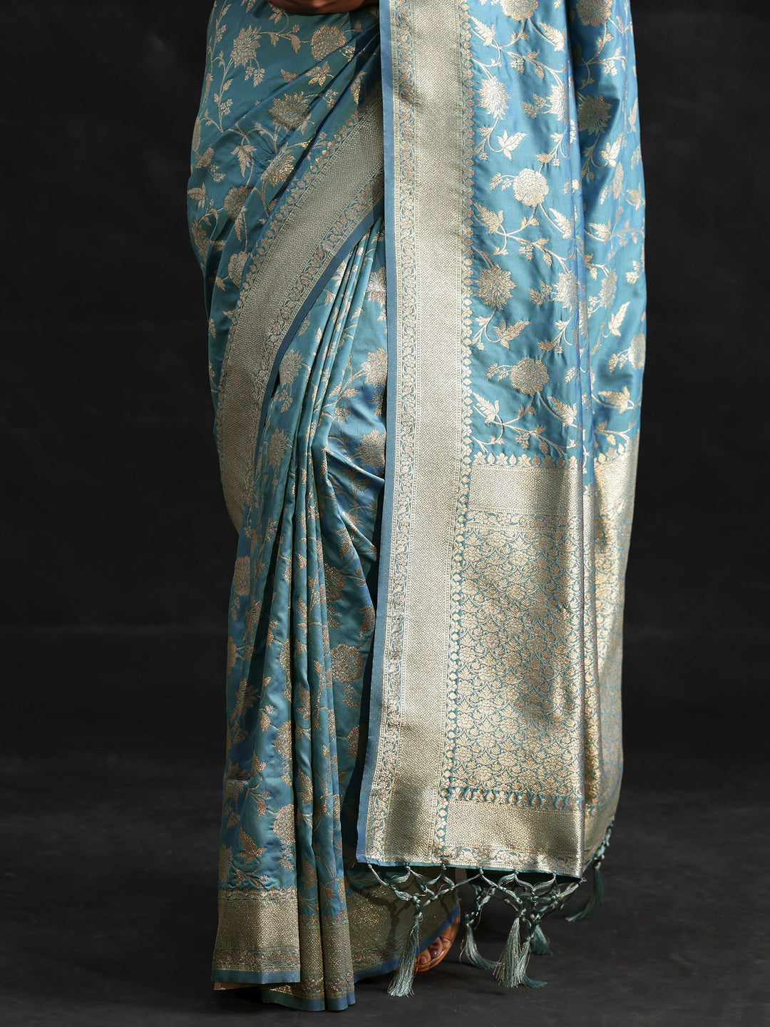  Libas Dusty Sky Blue Banarasi Silk Blend Saree 