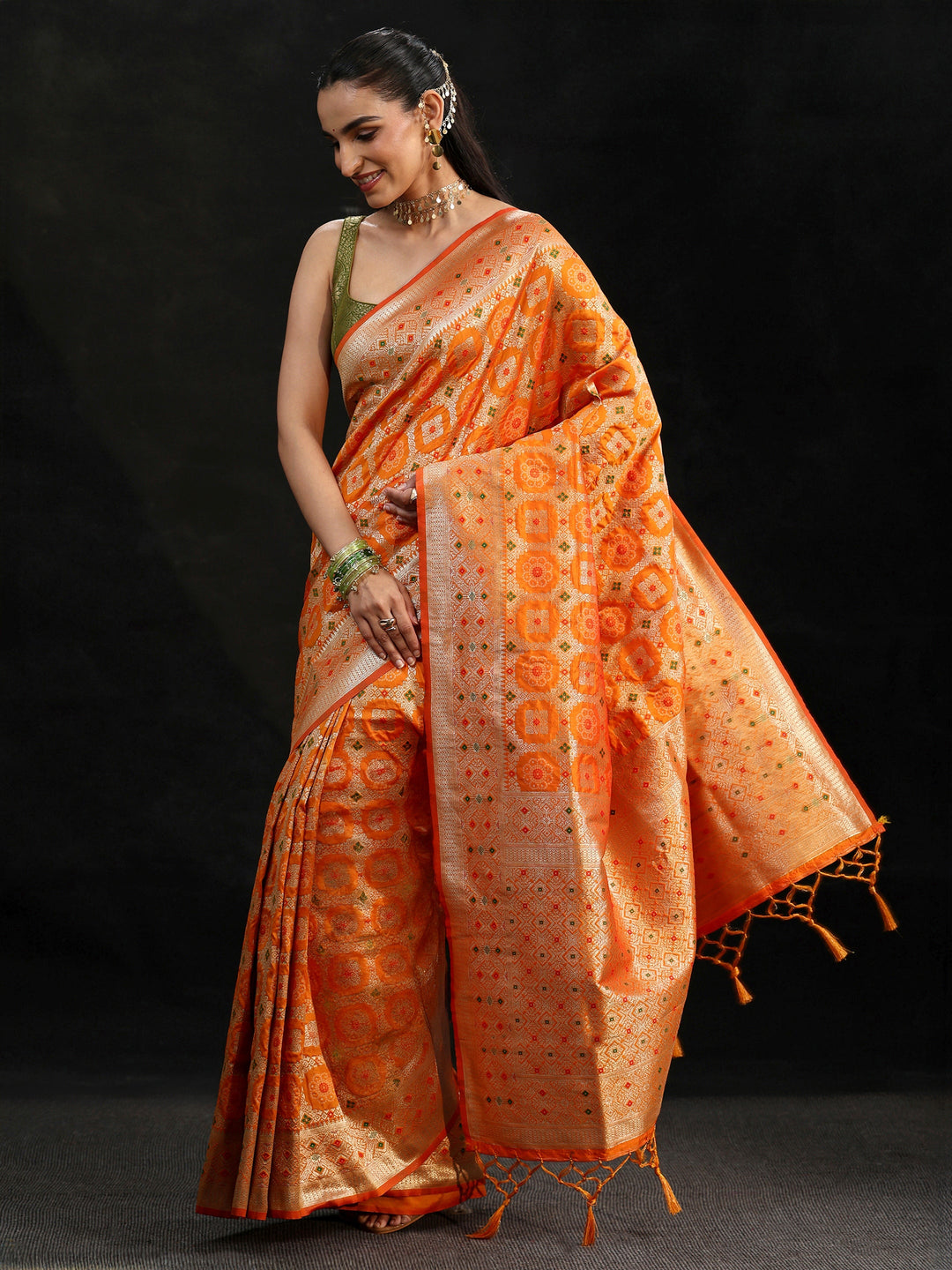  Libas Mustard Banarasi Silk Blend Saree 