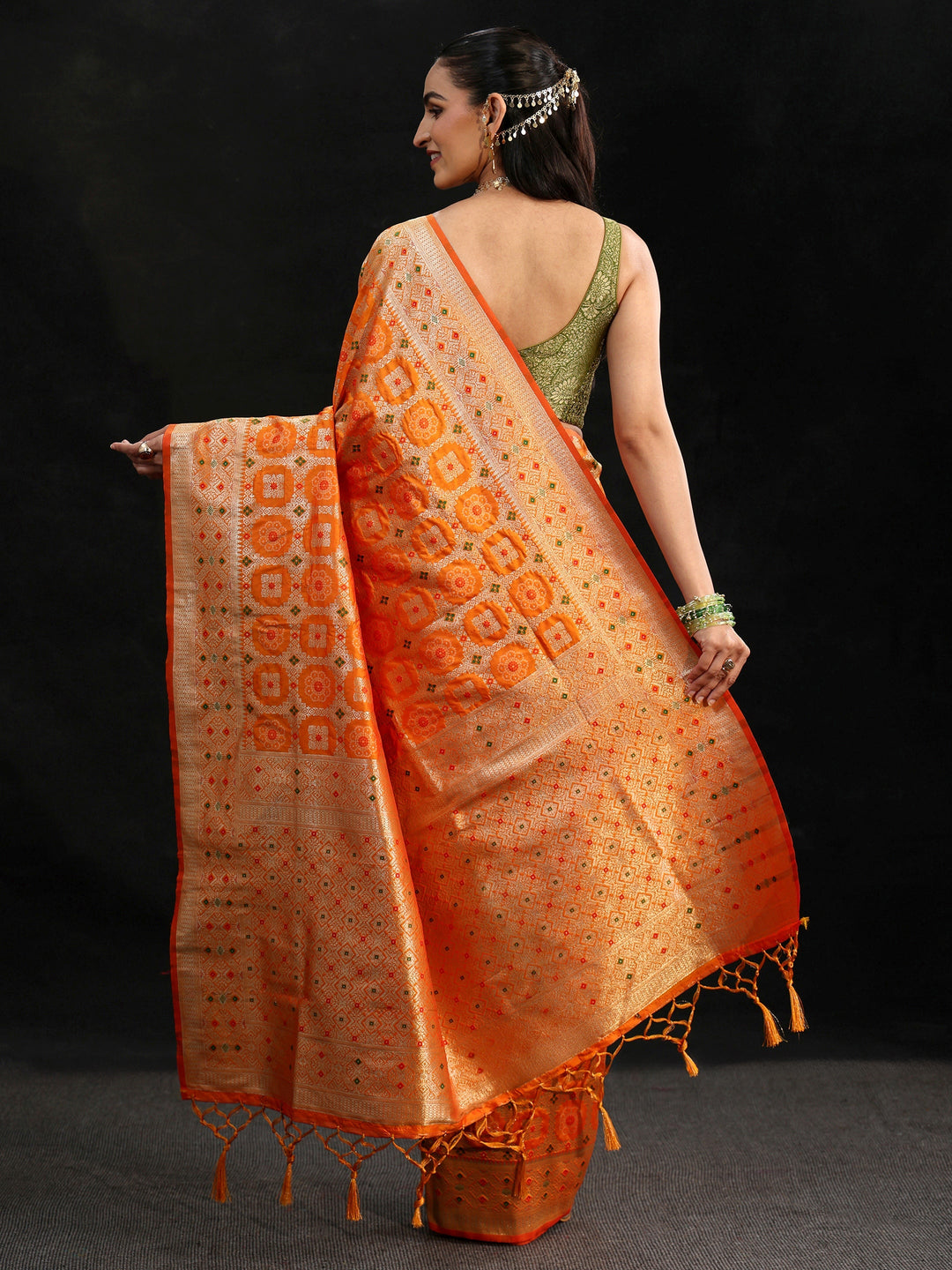  Libas Mustard Banarasi Silk Blend Saree 