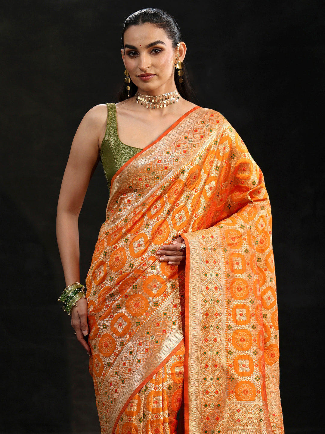  Libas Mustard Banarasi Silk Blend Saree 