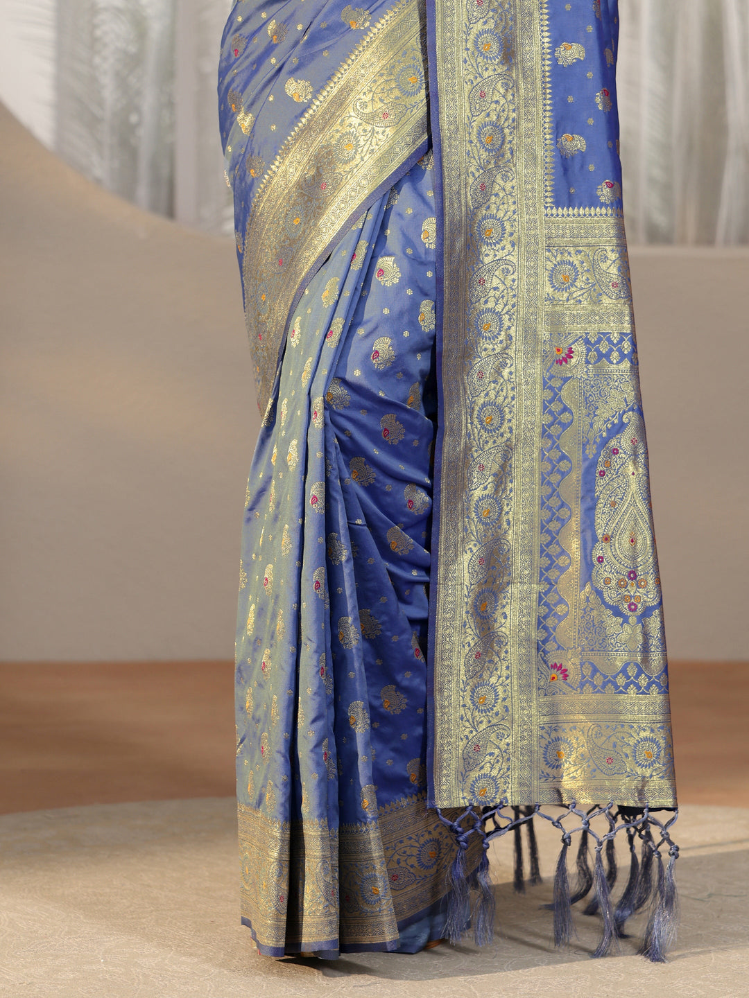  Libas Dusty Blue Banarasi Silk Blend Saree 