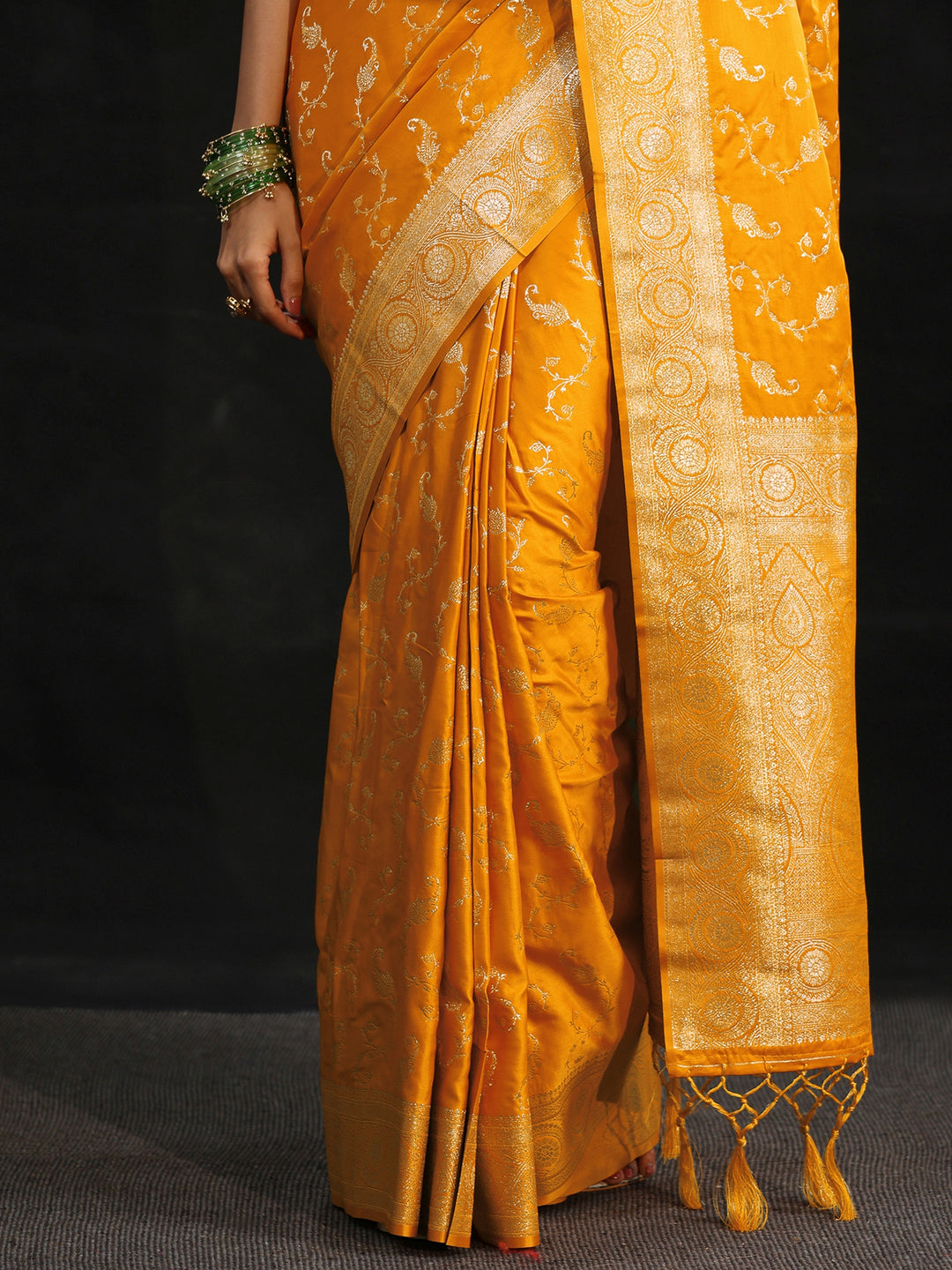  Libas Mustard Banarasi Silk Blend Saree 