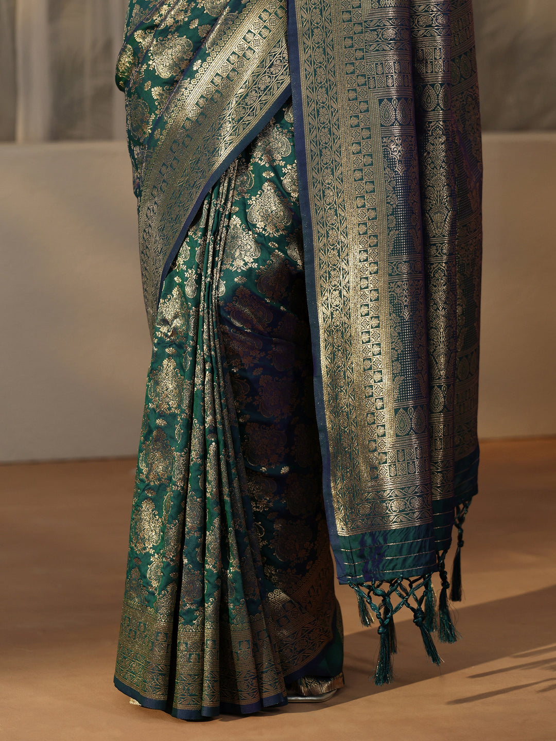  Libas Teal Blue Banarasi Silk Blend Saree 