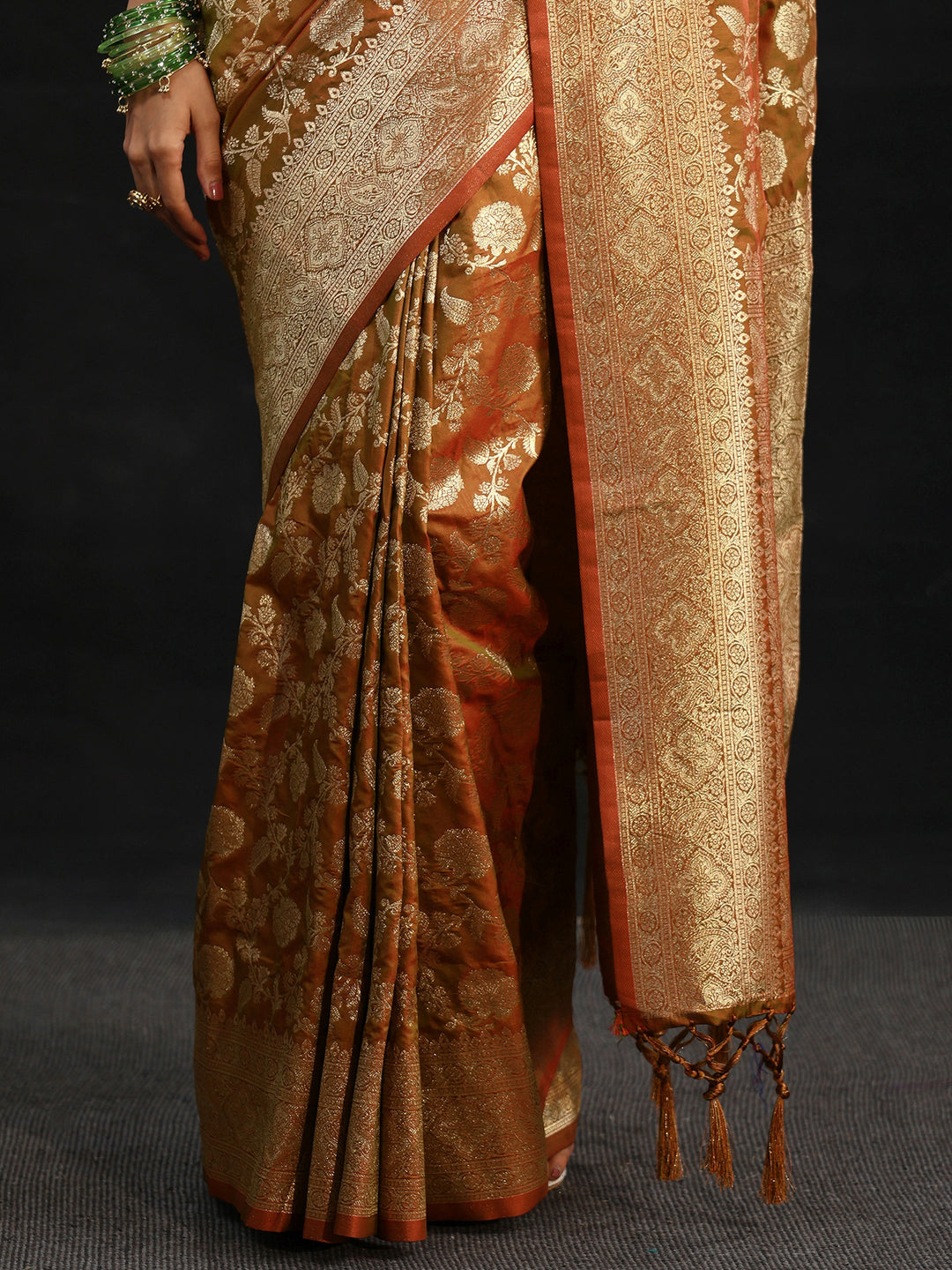  Libas Rust Brown Banarasi Silk Blend Saree 