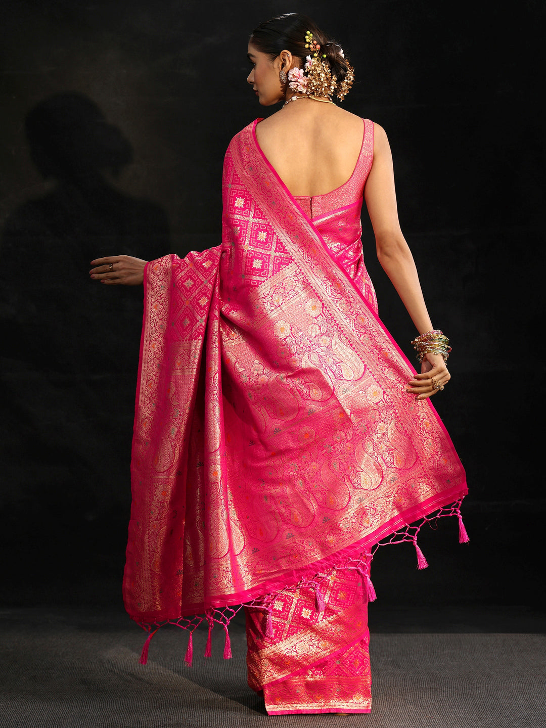  Libas Rani Pink Gharchola Silk Blend Saree 