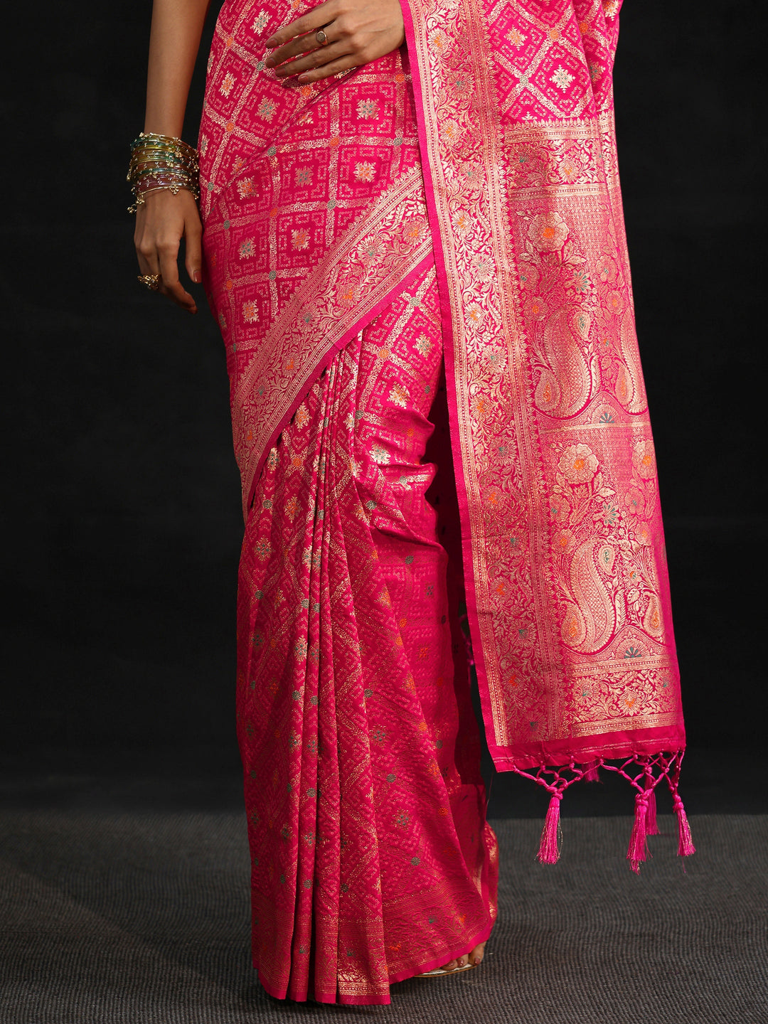  Libas Rani Pink Gharchola Silk Blend Saree 
