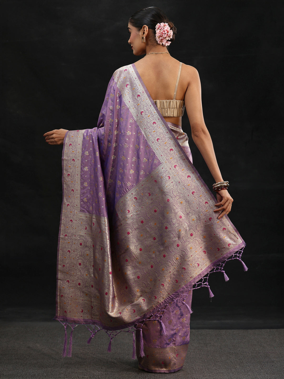  Libas Lavender Banarasi Silk Blend Saree 