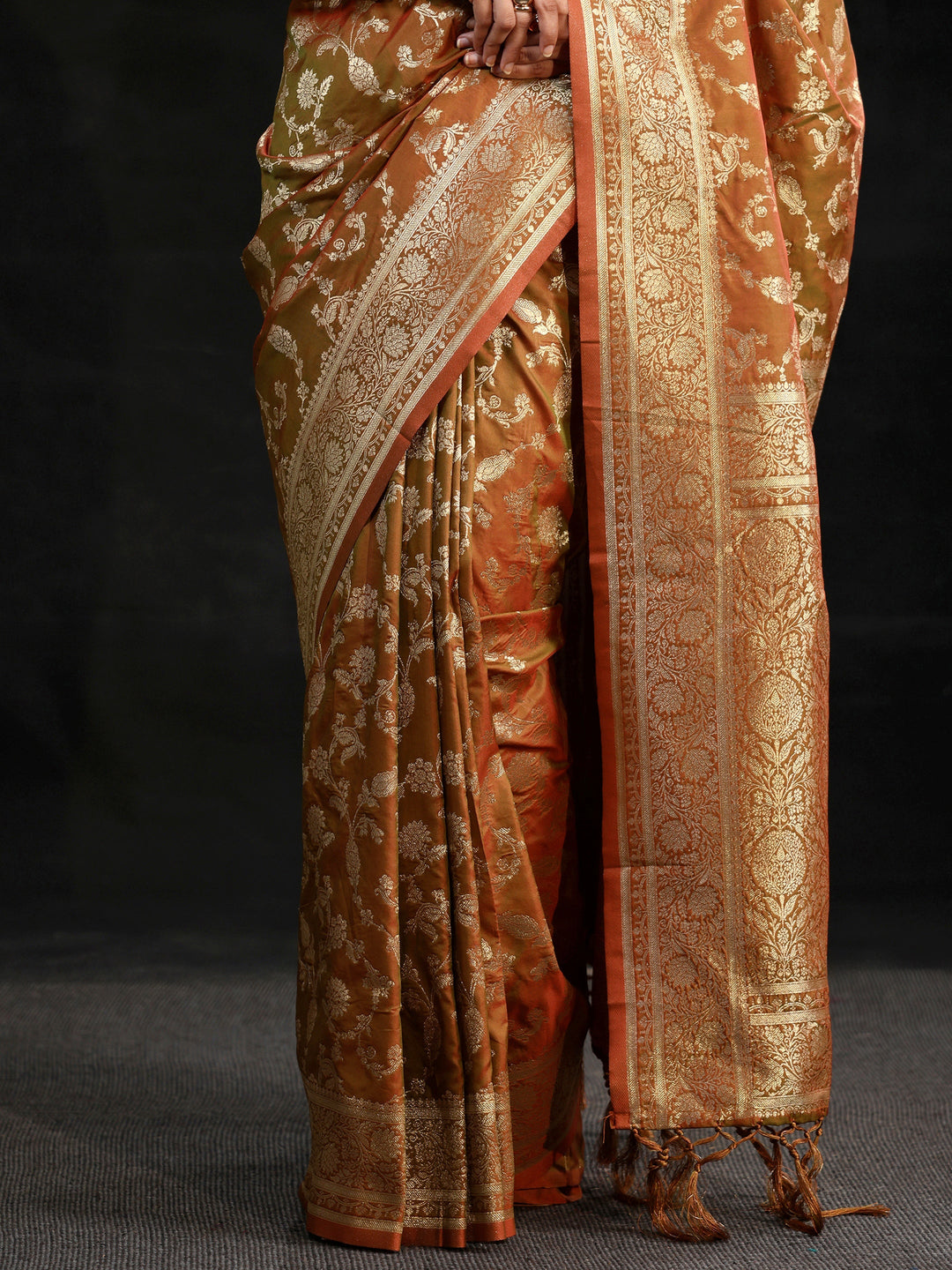  Libas Rust Brown Banarasi Silk Blend Saree 