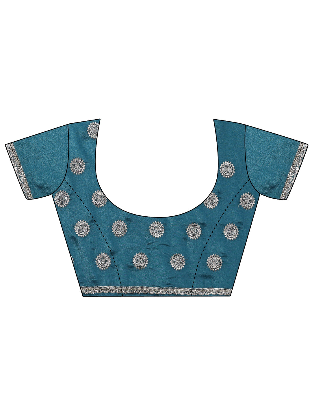  Libas Slate Blue Satin Saree with Floral Embellishments 