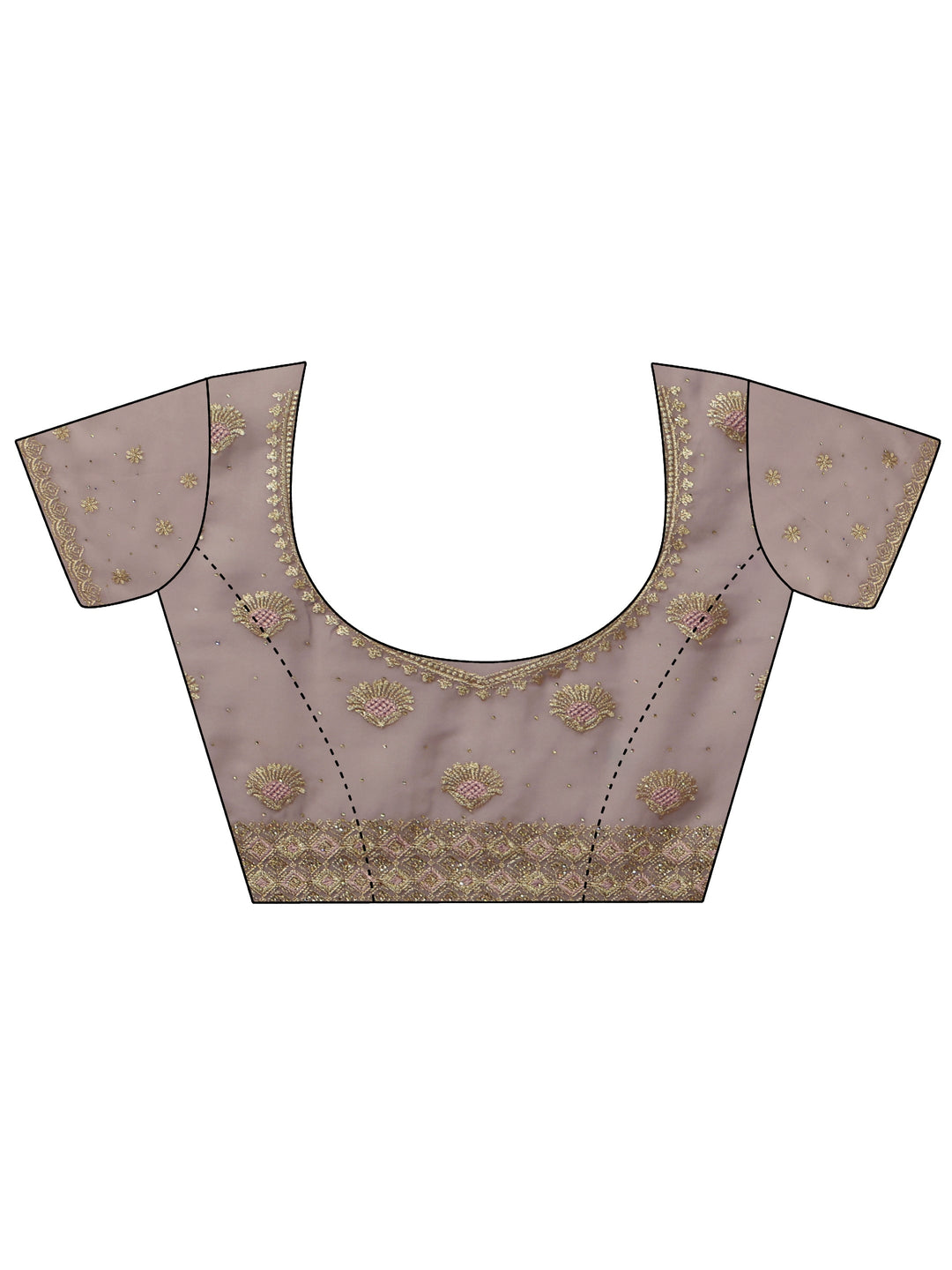  Lilac Floral Embroidered Georgette Saree 