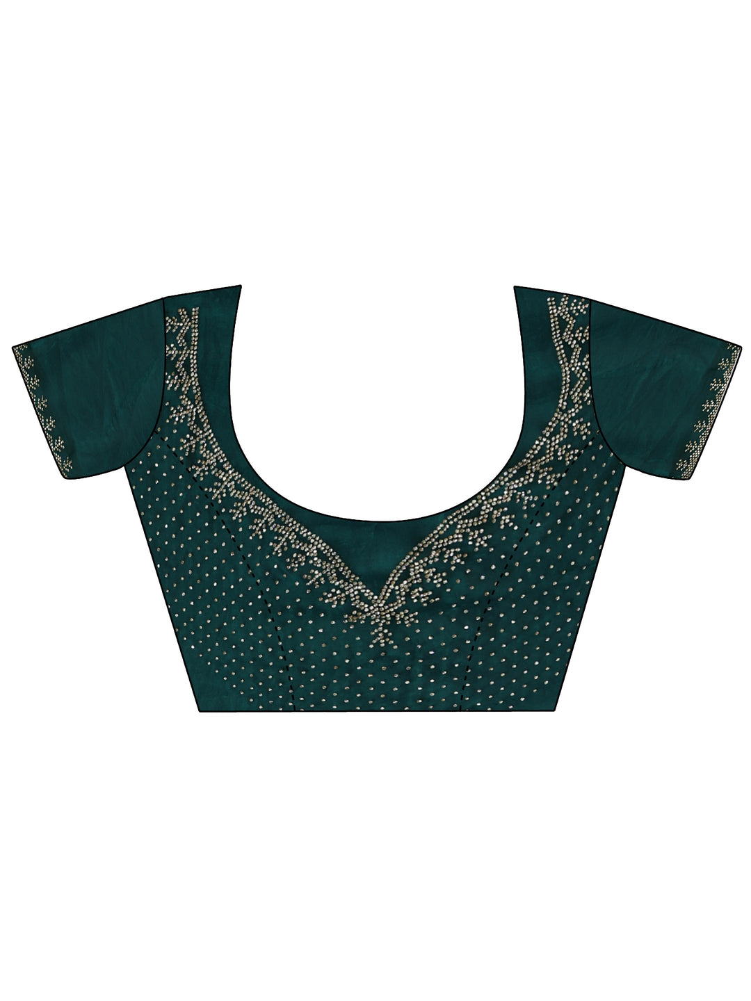  Teal Green Tissue Saree with Beaded Border 
