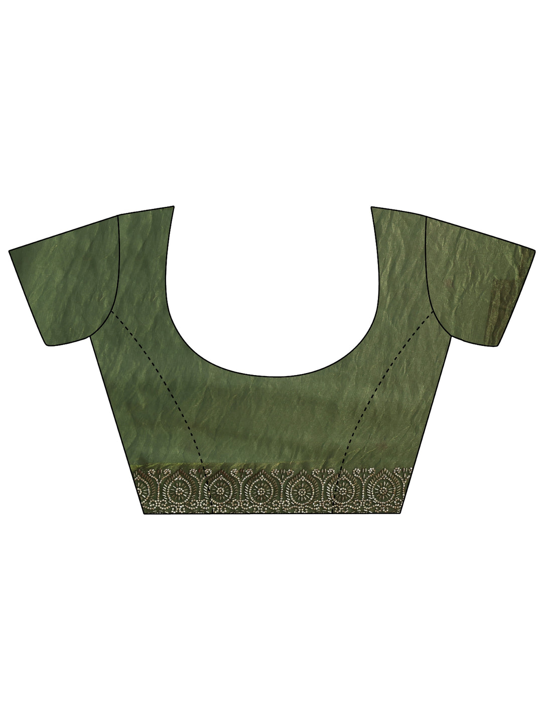  Green Tissue Saree with Embellished Border 