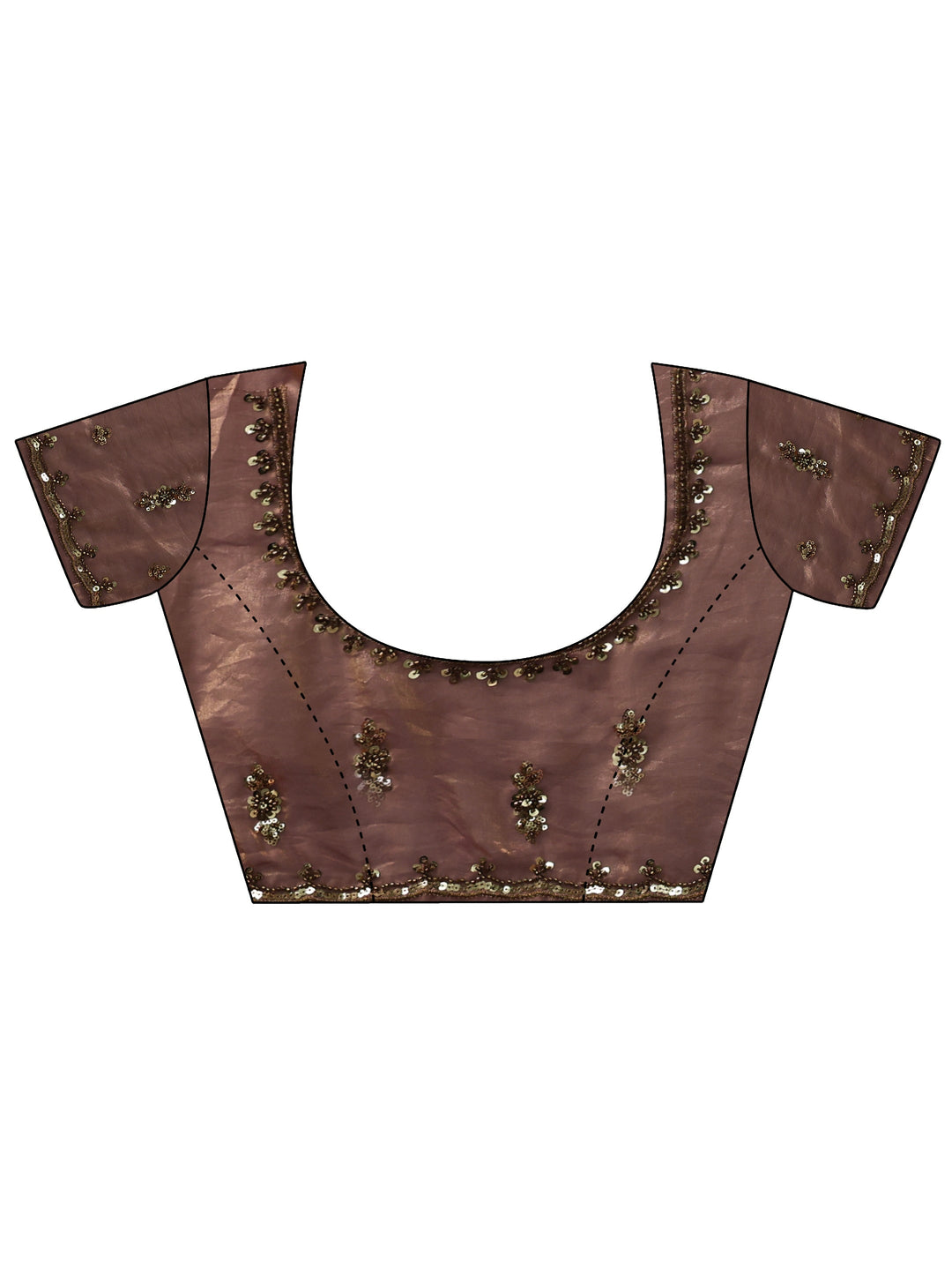  Brown Embellished Tissue Saree 