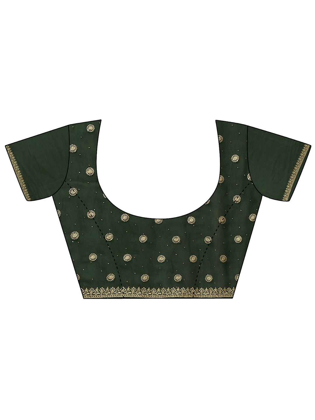  Golden Embroidered Forest Green Georgette Saree 