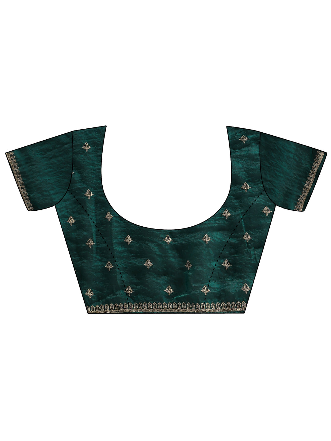  Libas Dark Teal Green Embroidered Tissue Saree 
