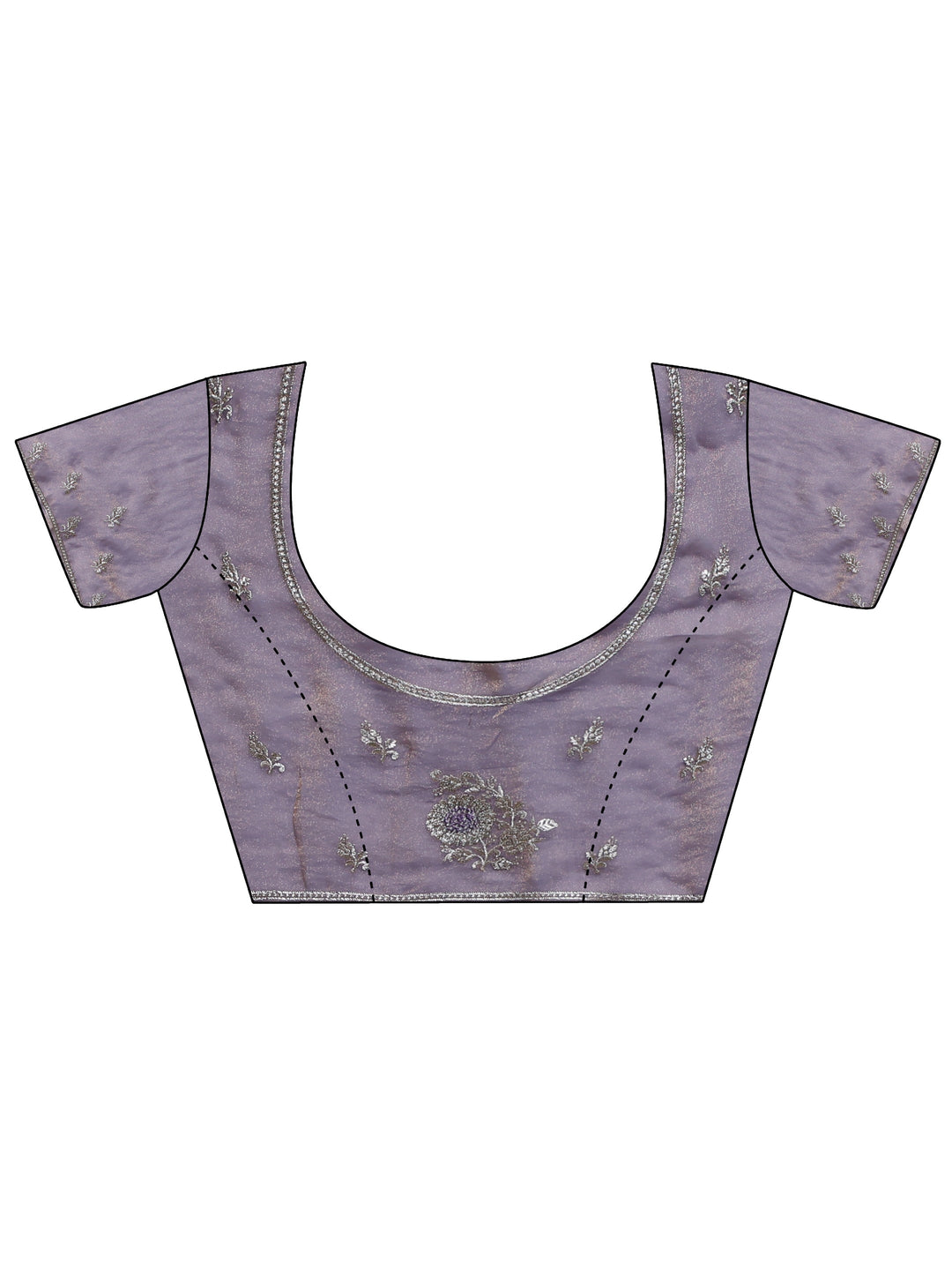  Libas Lavender Floral Embroidered Tissue Saree 