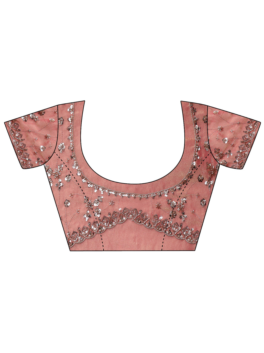  Libas Art Coral Pink Embellished Tissue Saree 