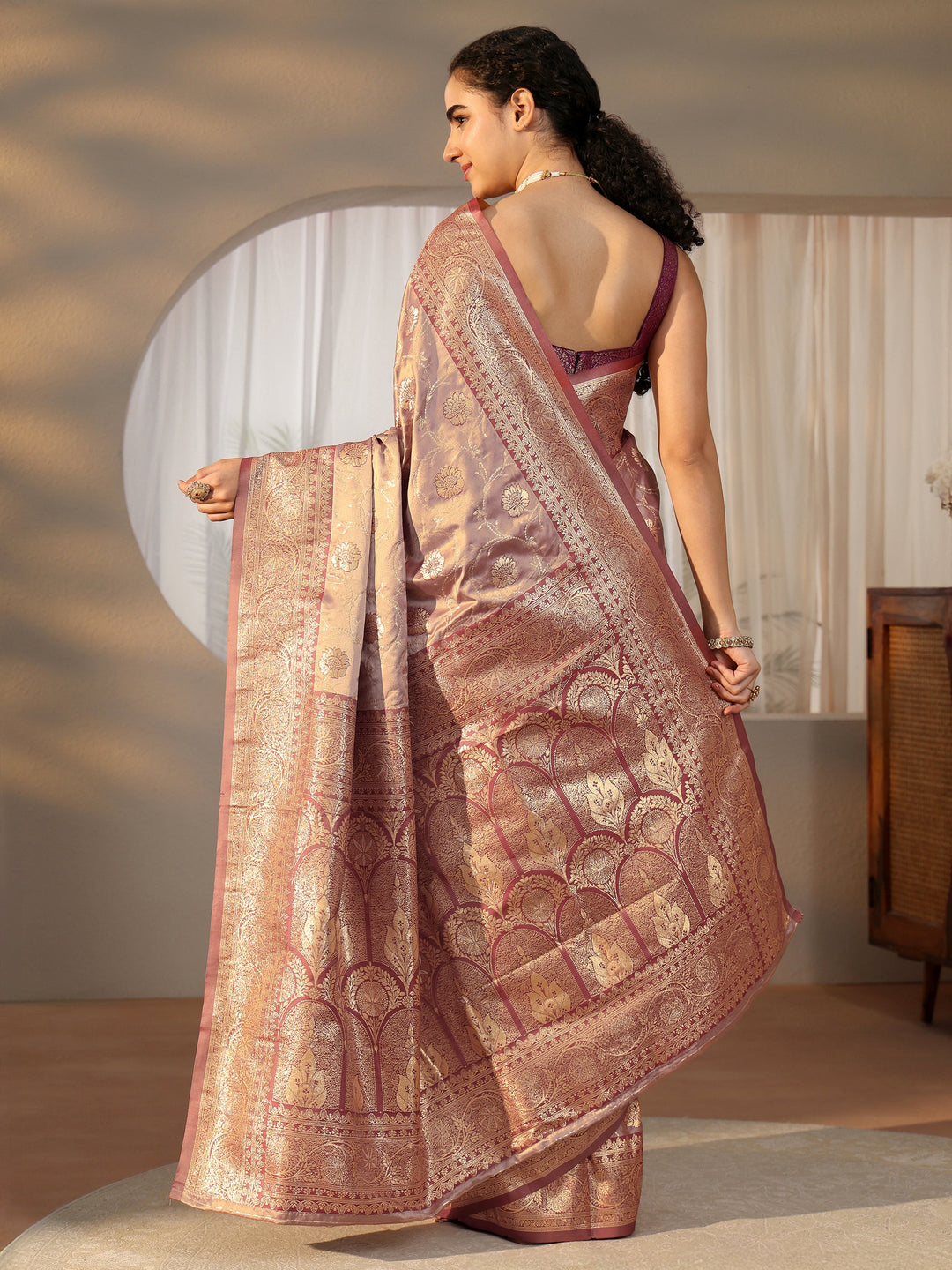  Libas Mauve Banarasi Satin Saree 