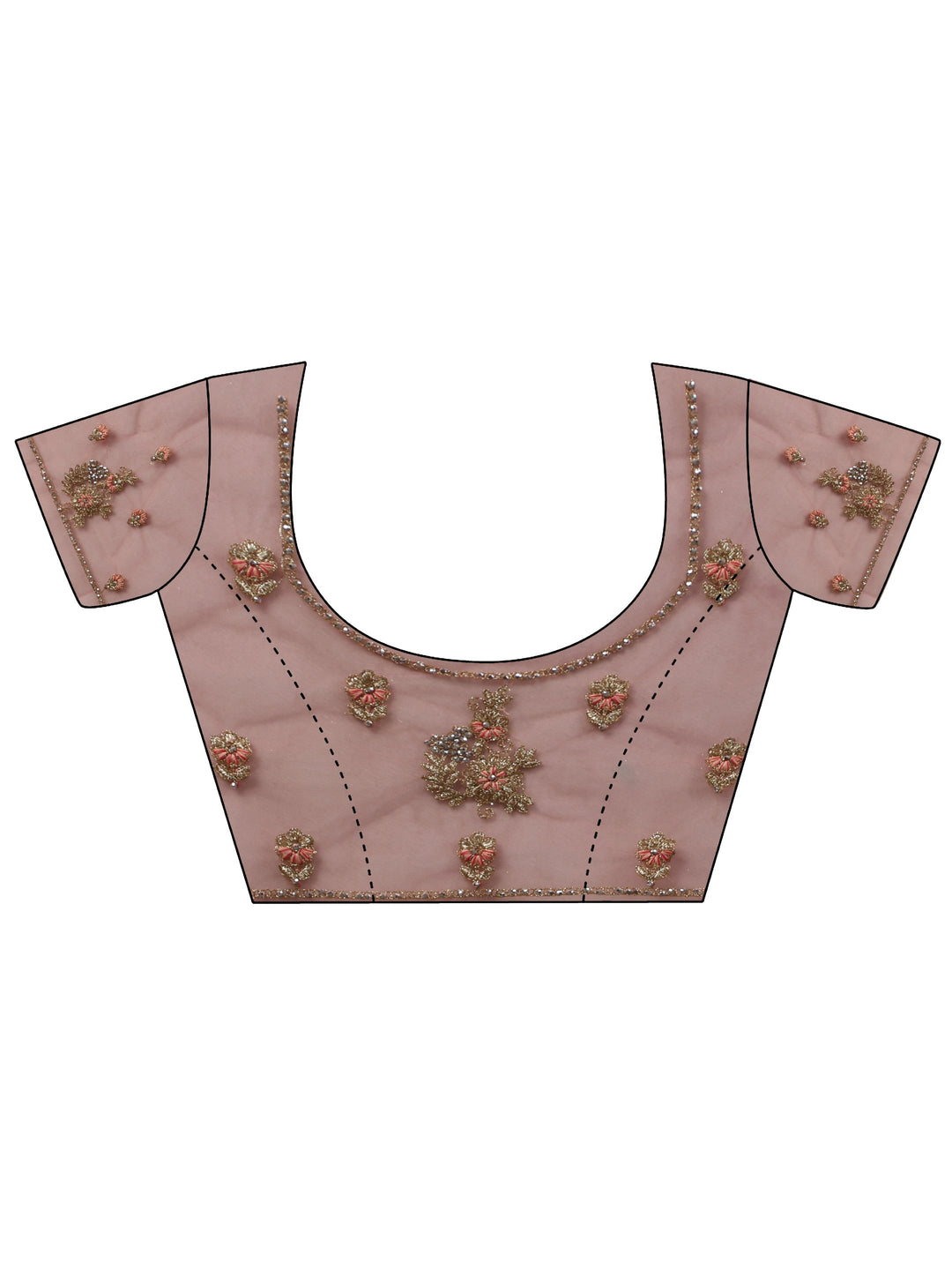  Libas Baby Pink Floral Embroidered Net Saree 