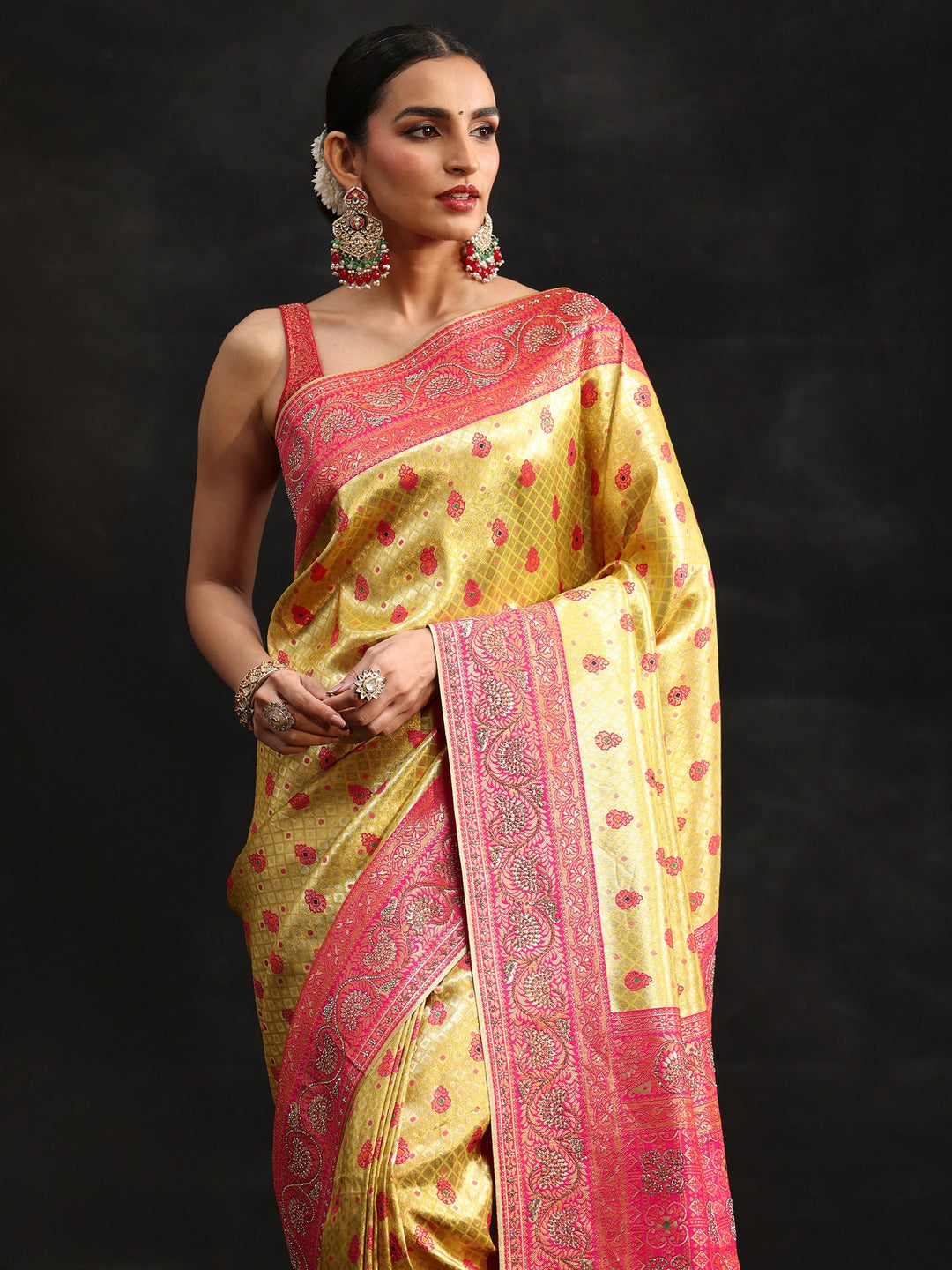  Libas Art Green Banarasi Silk Blend Saree 