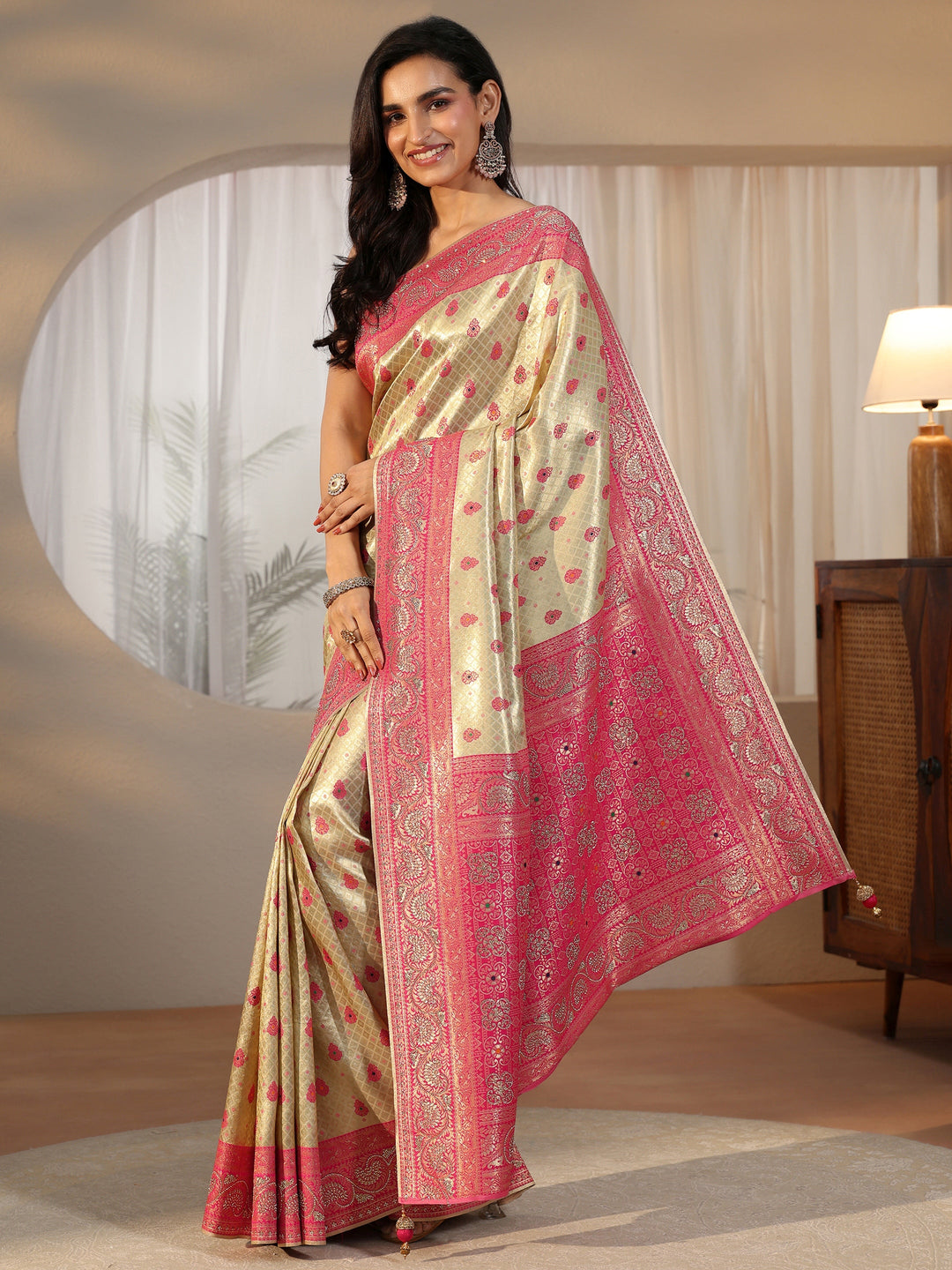  Libas Art Gold Banarasi Silk Blend Saree 