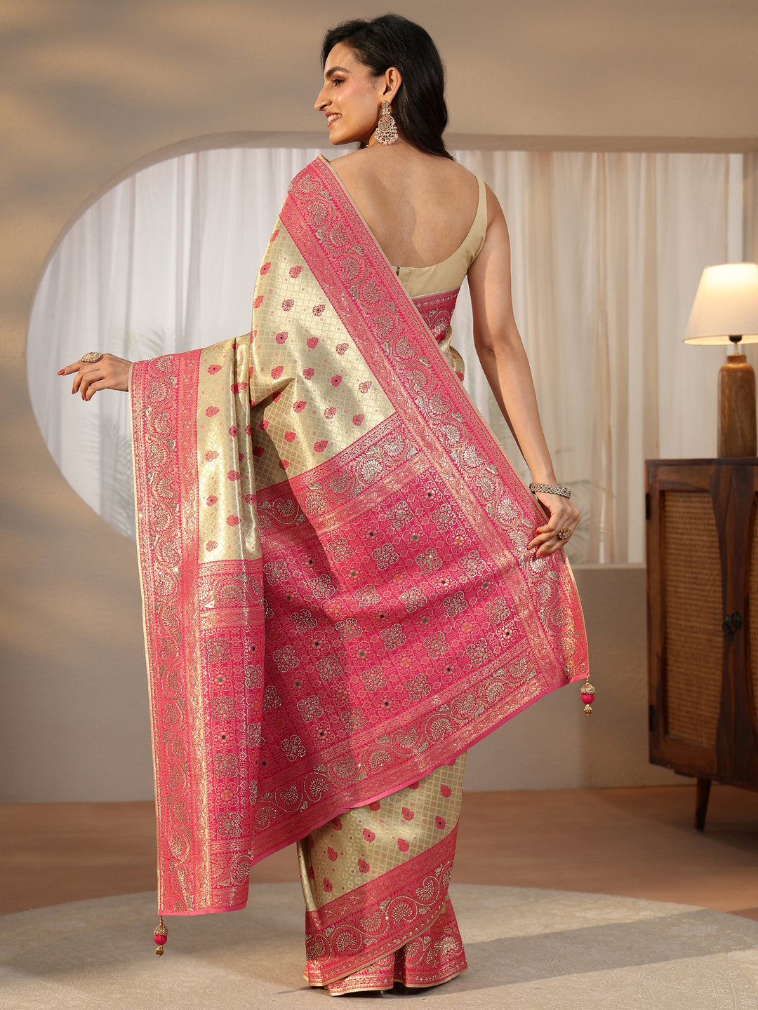  Libas Art Gold Banarasi Silk Blend Saree 