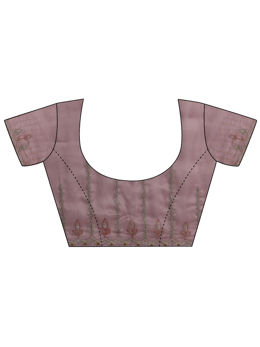  Libas Mauve Leafy Embroidered Tissue Saree 