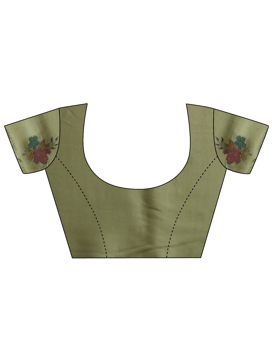  Libas Pista Green Floral Embellished Tissue Saree 