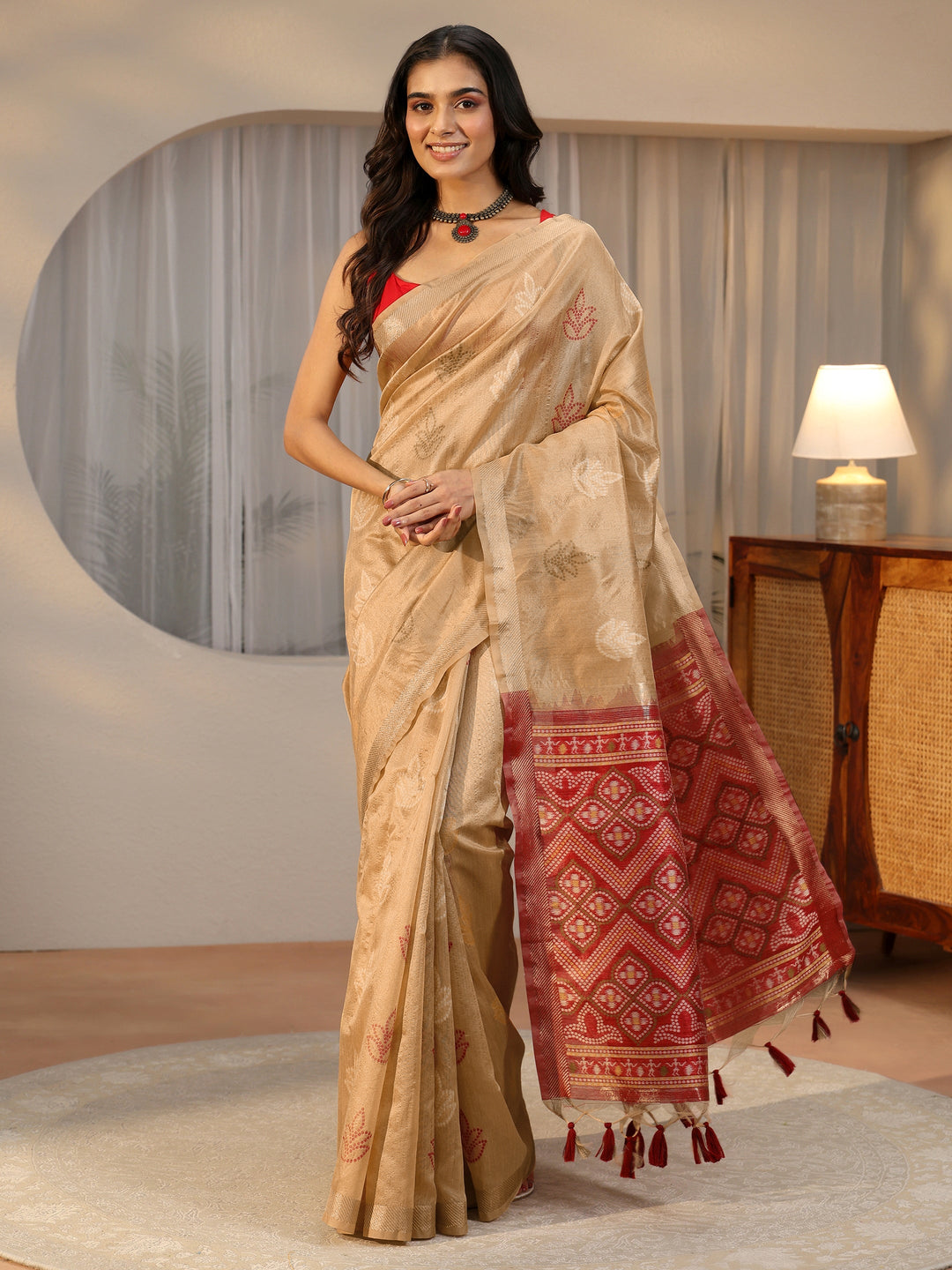  Libas Gold Bandhani Silk Blend Saree 