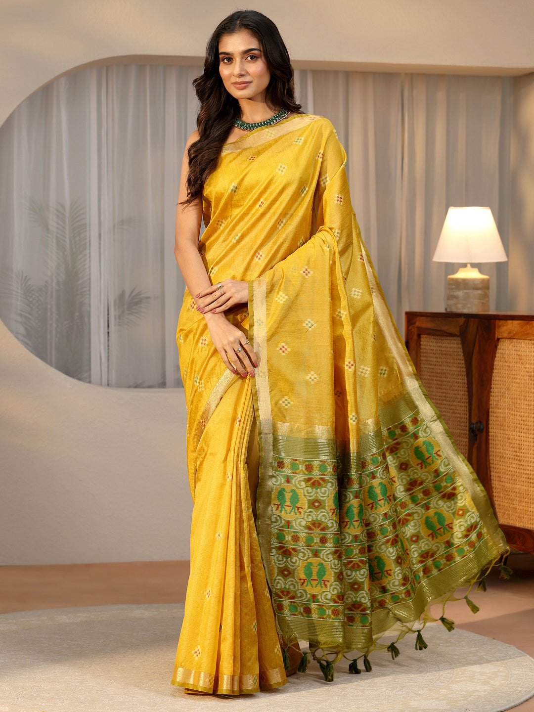  Libas Mustard Woven Design Silk Blend Saree 