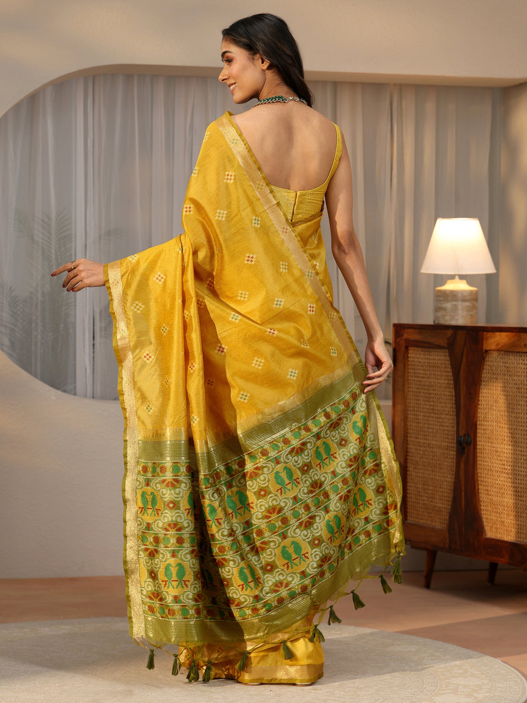  Libas Mustard Woven Design Silk Blend Saree 