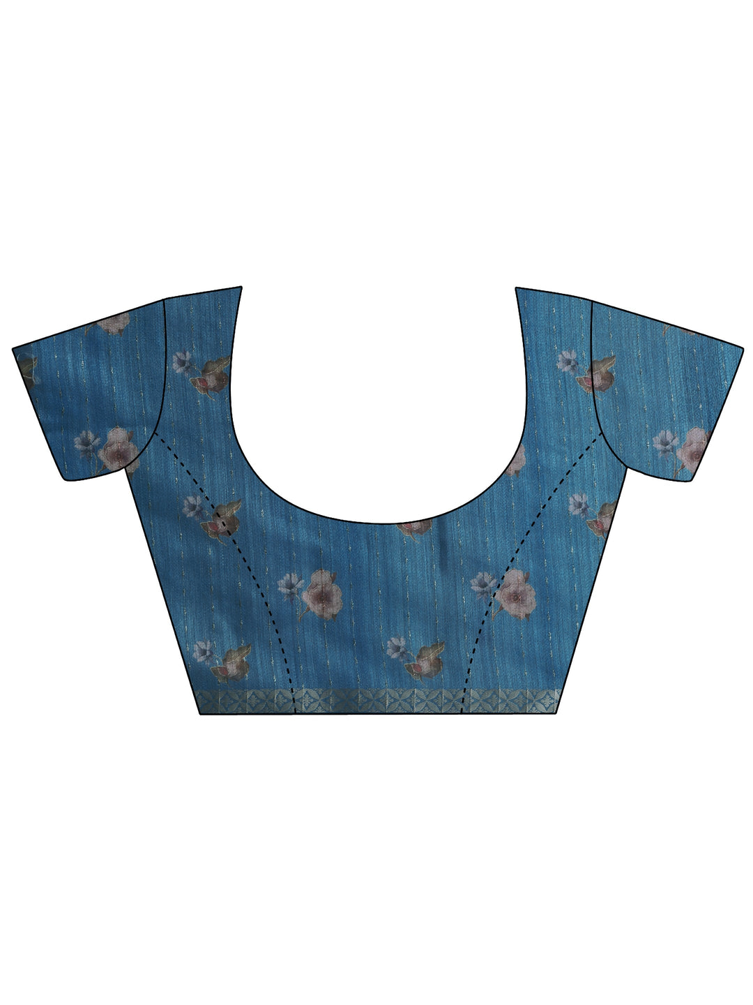  Libas Aqua Blue Floral Print Silk Blend Saree 