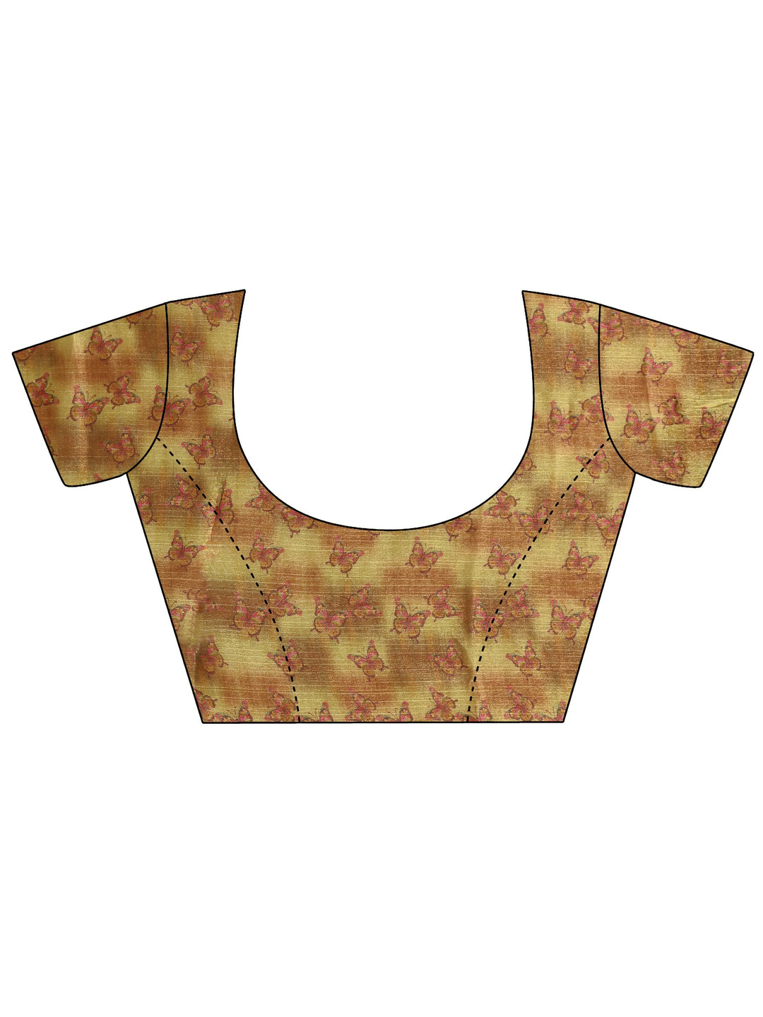 Libas Mustard Butterfly Print Chiffon Saree 