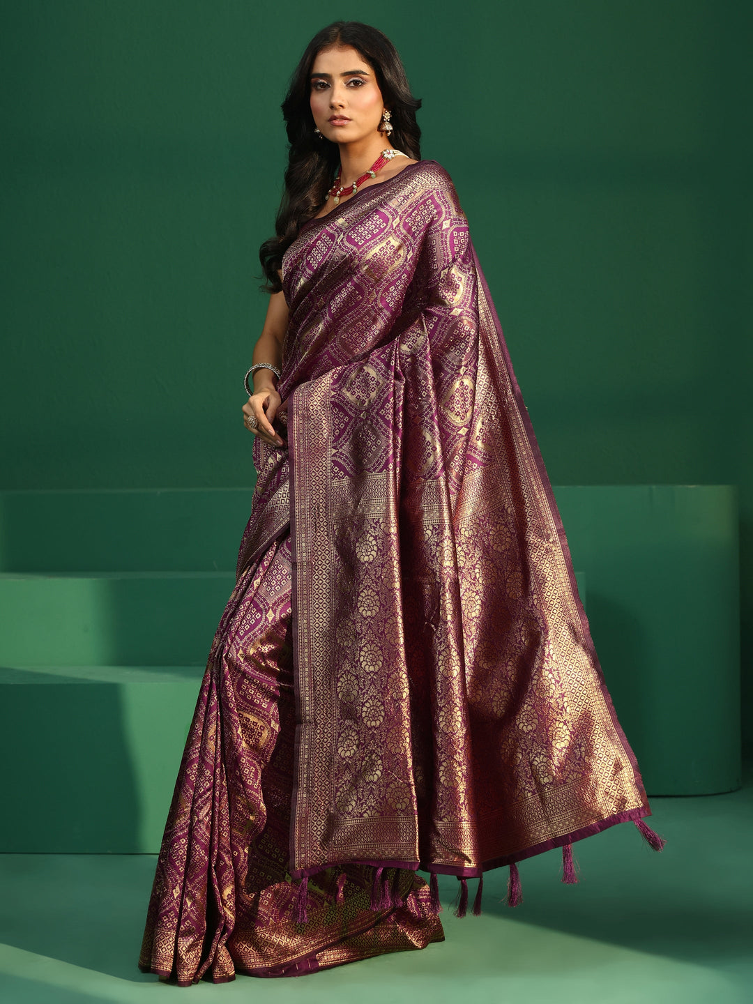  Libas Magenta Pink Brocade Saree 