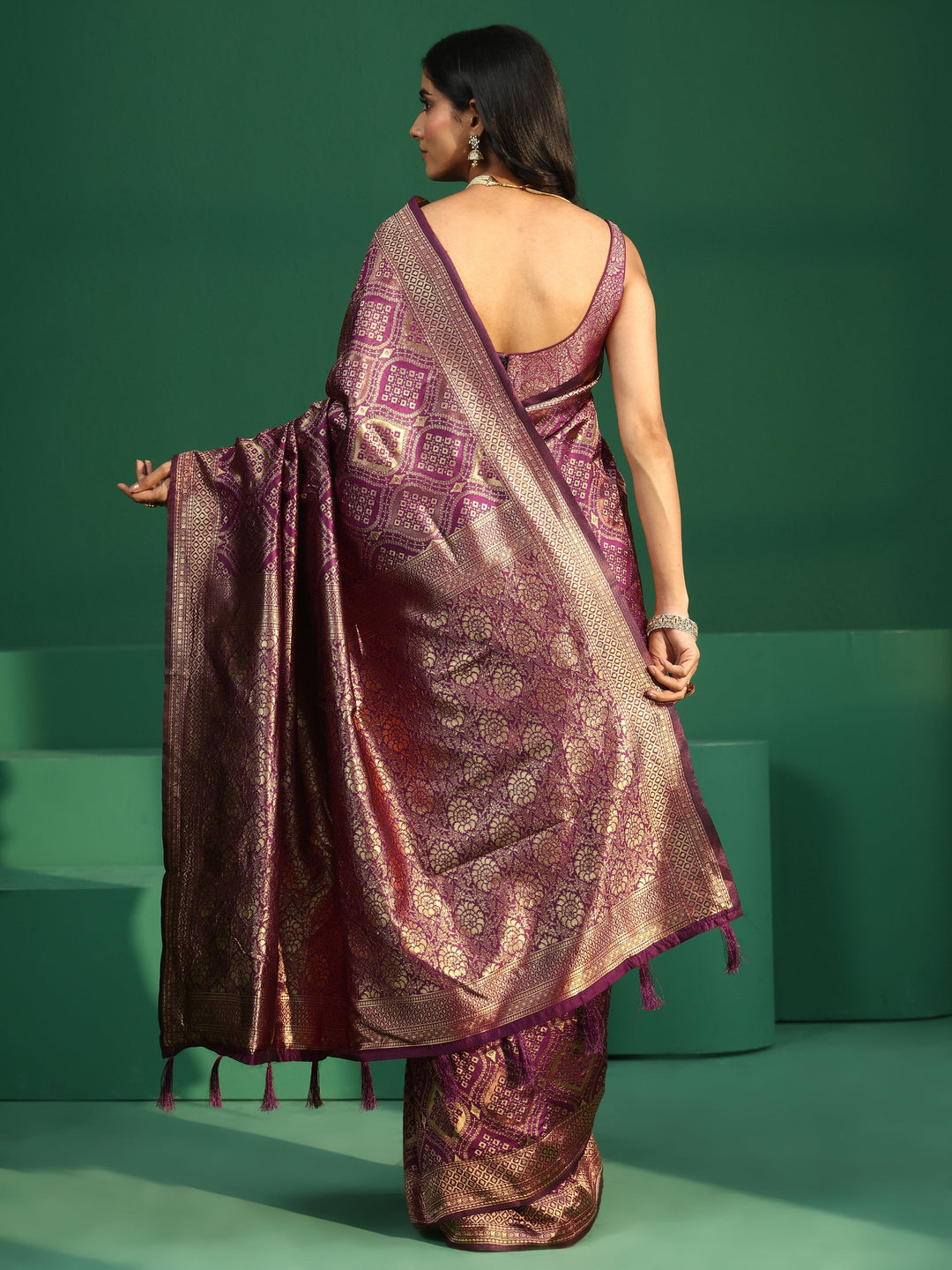  Libas Magenta Pink Brocade Saree 