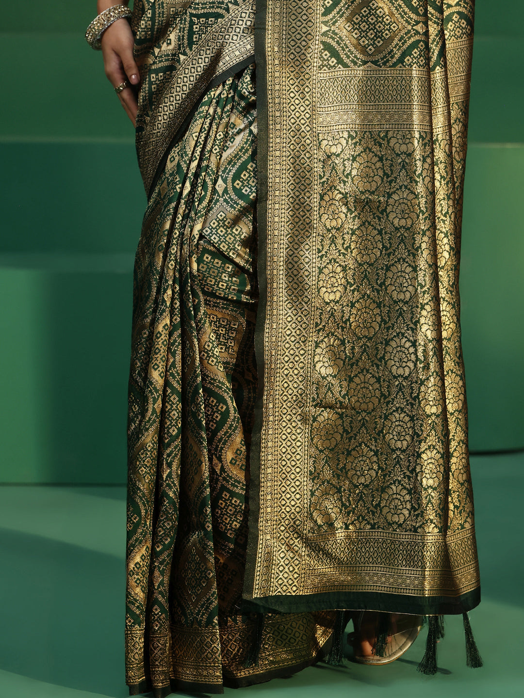  Libas Jungle Green Brocade Saree 
