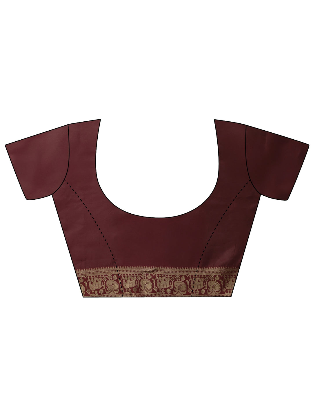  Libas Cardinal Red Brocade Saree with Elephant Motifs 