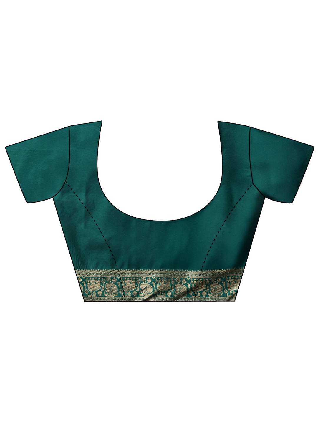  Libas Teal Green Brocade Saree with Elephant Motifs 