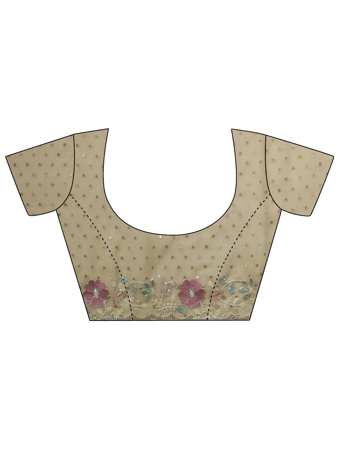  Libas Green Embellished Tissue Saree with Floral Embroidered Border 