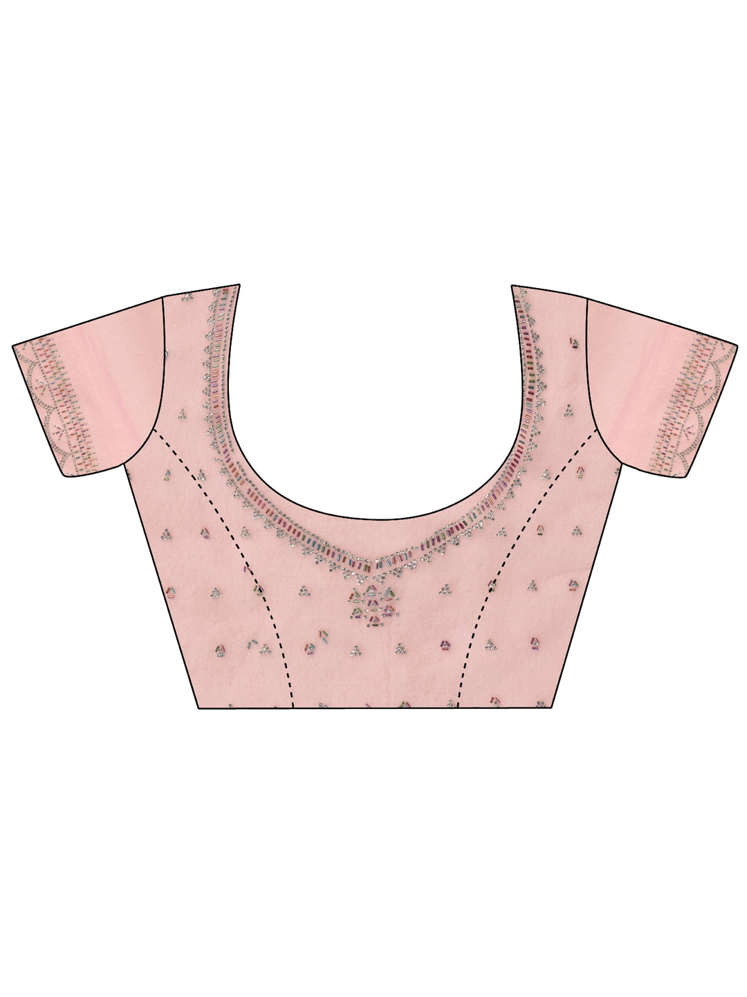  Libas Baby Pink Embellished Chiffon Saree with Scalloped Border 