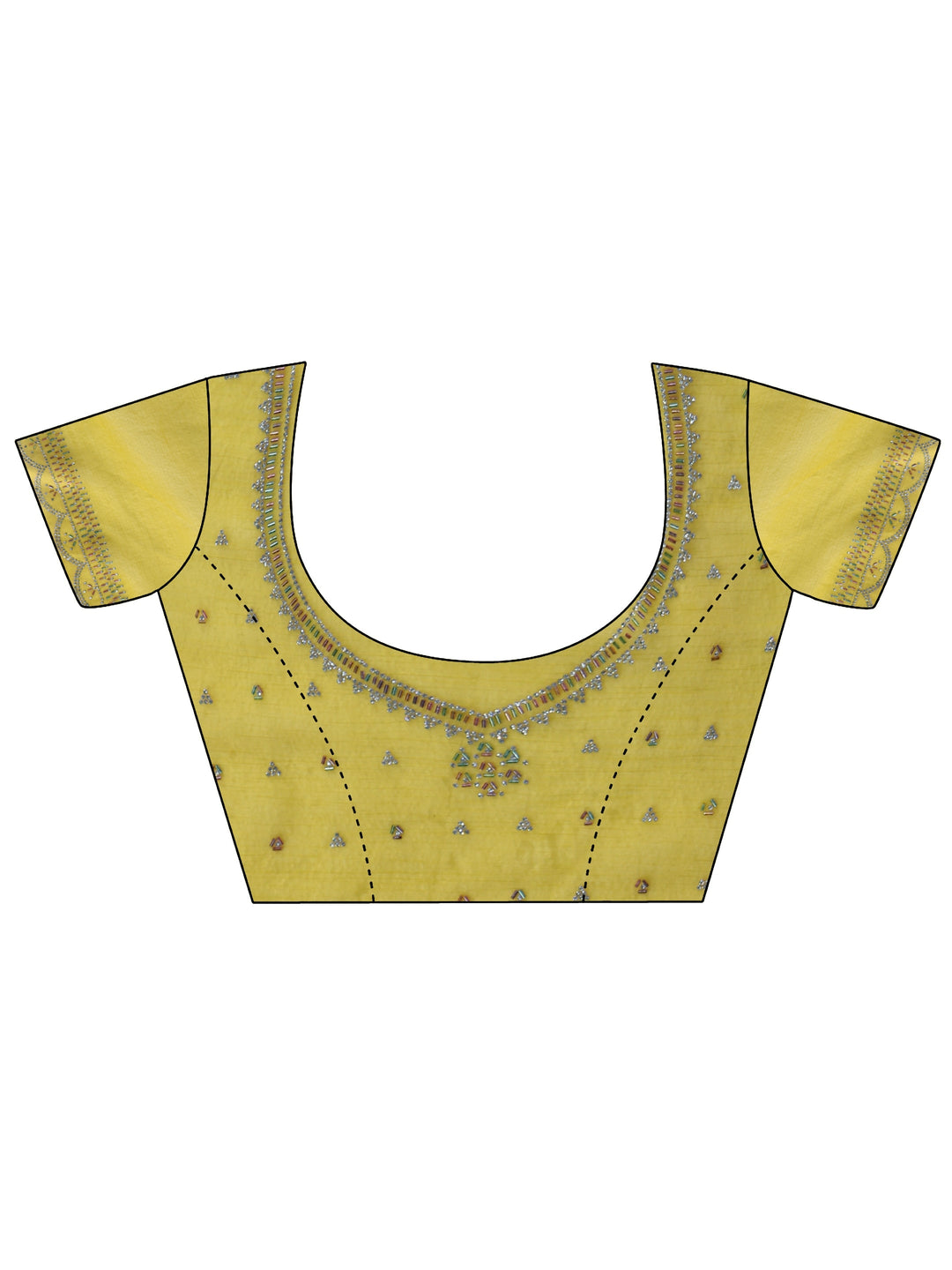  Libas Mustard Embellished Chiffon Saree with Scalloped Border 